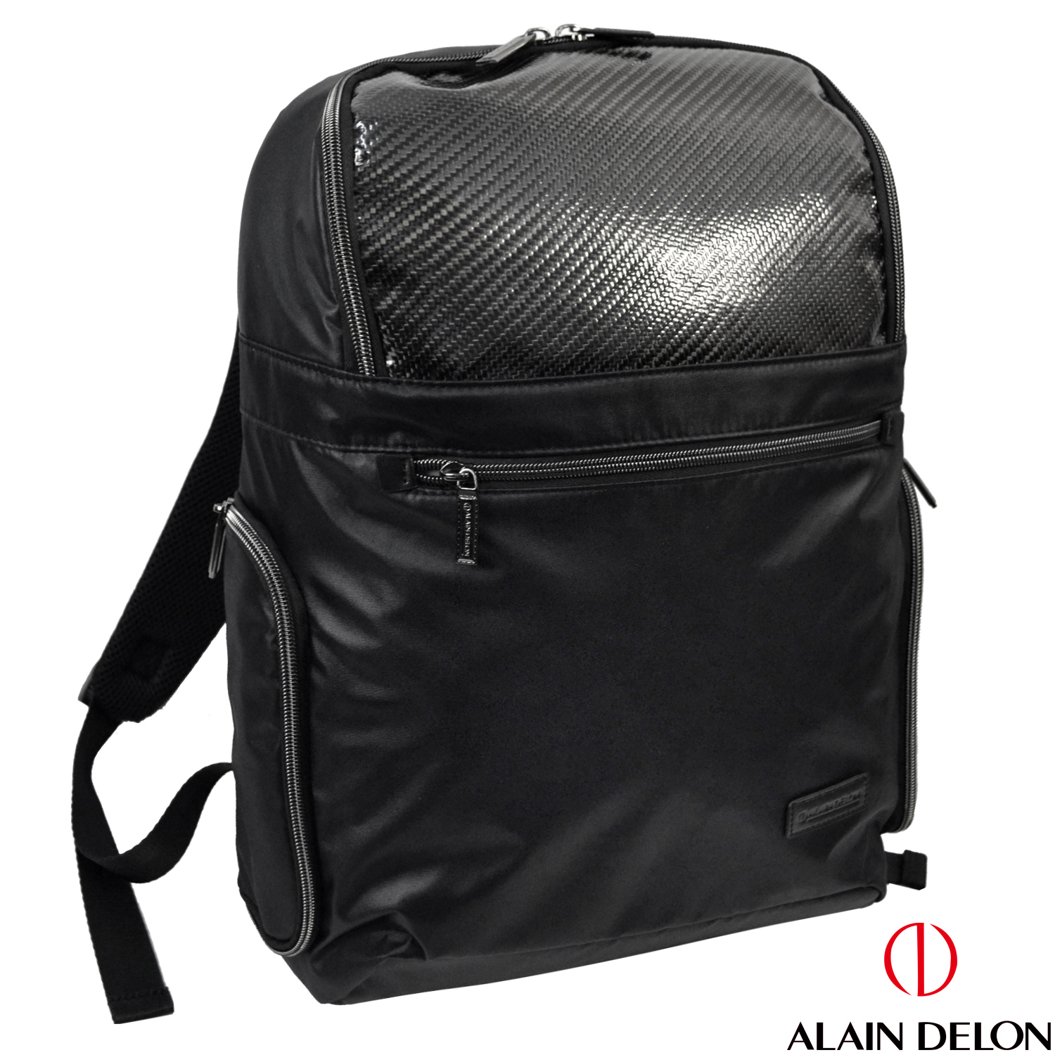 【ALAIN DELON 亞蘭德倫】  極簡時尚風亮皮後背包/雙肩包/休閒包/潮流包(黑)