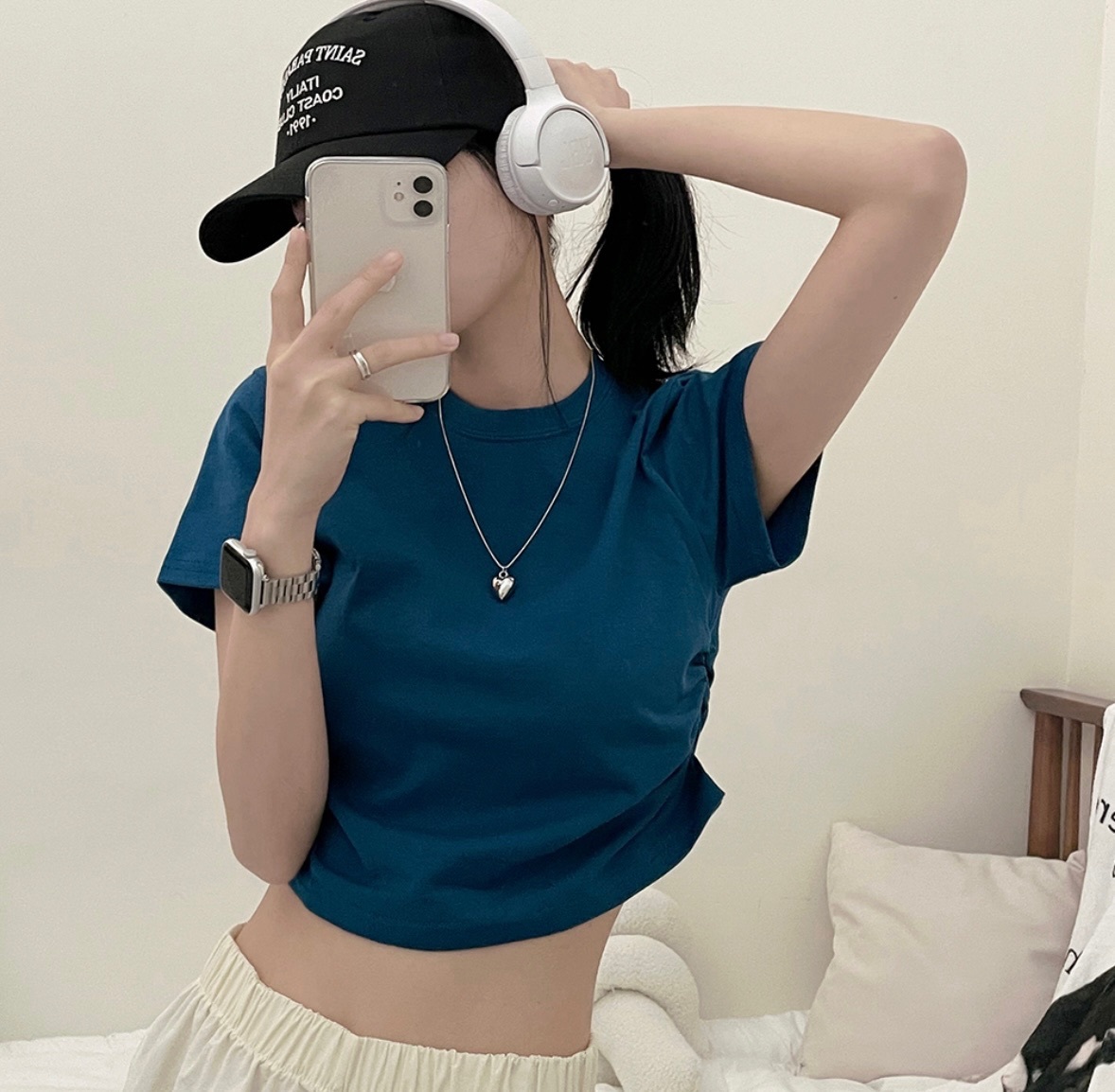 【優惠預訂】韓國側身皺摺淨色上衣（6色）