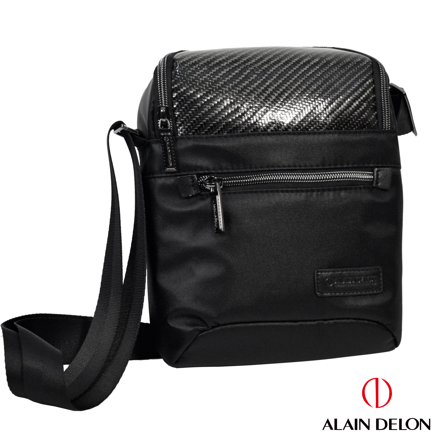 【ALAIN DELON 亞蘭德倫】極簡時尚風亮皮側背包/側背包/收納包