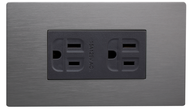 中一 月光系列摩登灰－接地雙插蓋板組 JY-M1512-MRG