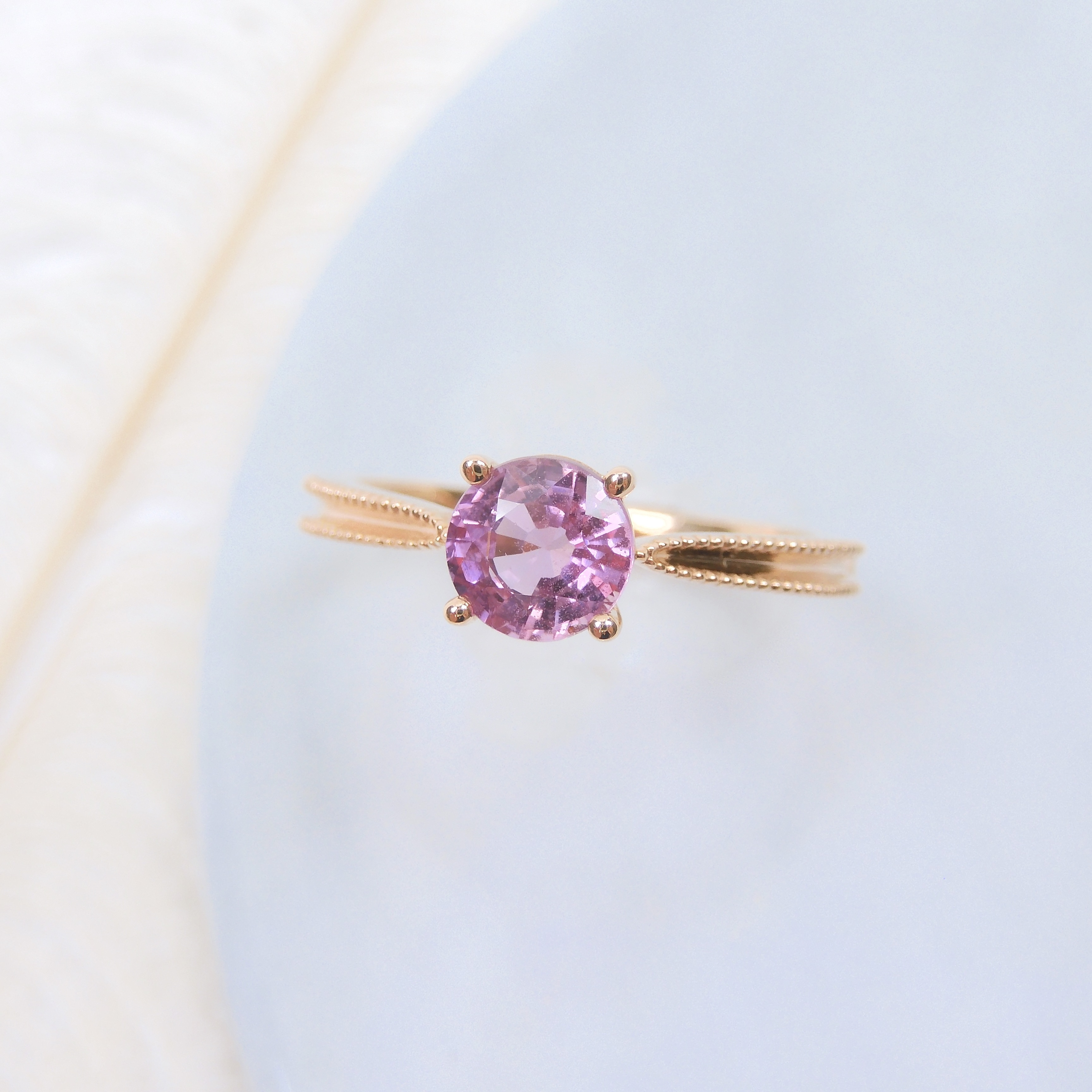 18K金 1.111ct 粉紅藍寶石戒指 (配國際證書)