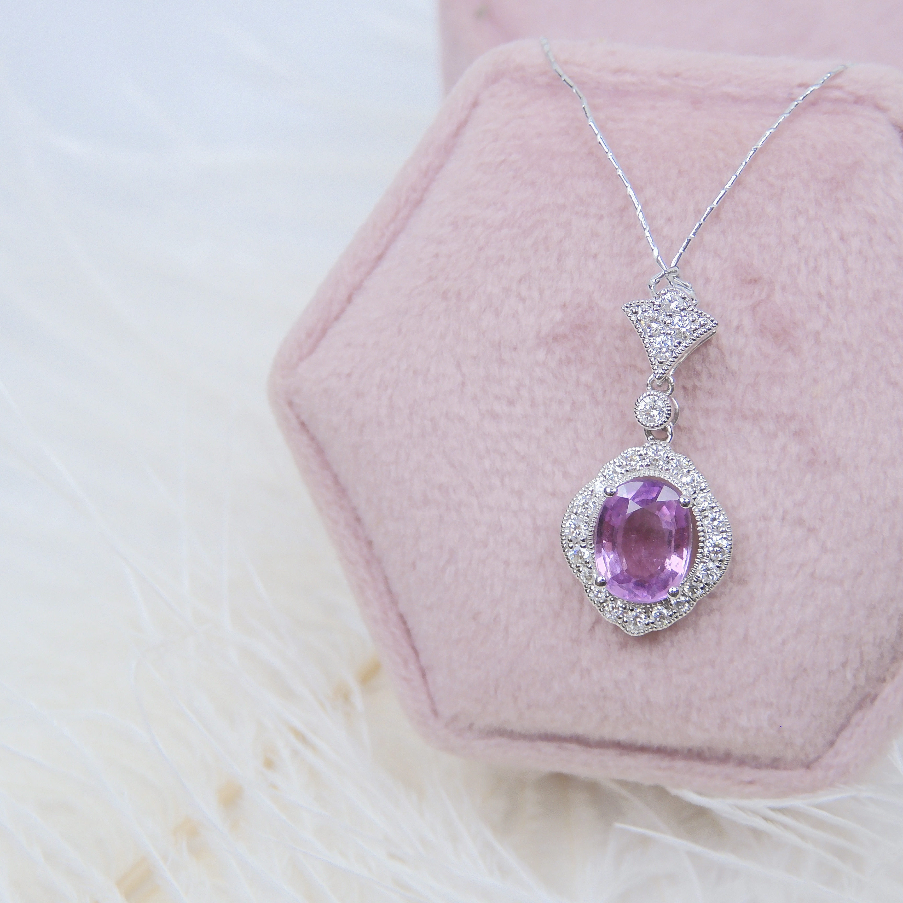 18K金 1.07ct 粉紅藍寶石吊墜 (配國際證書)