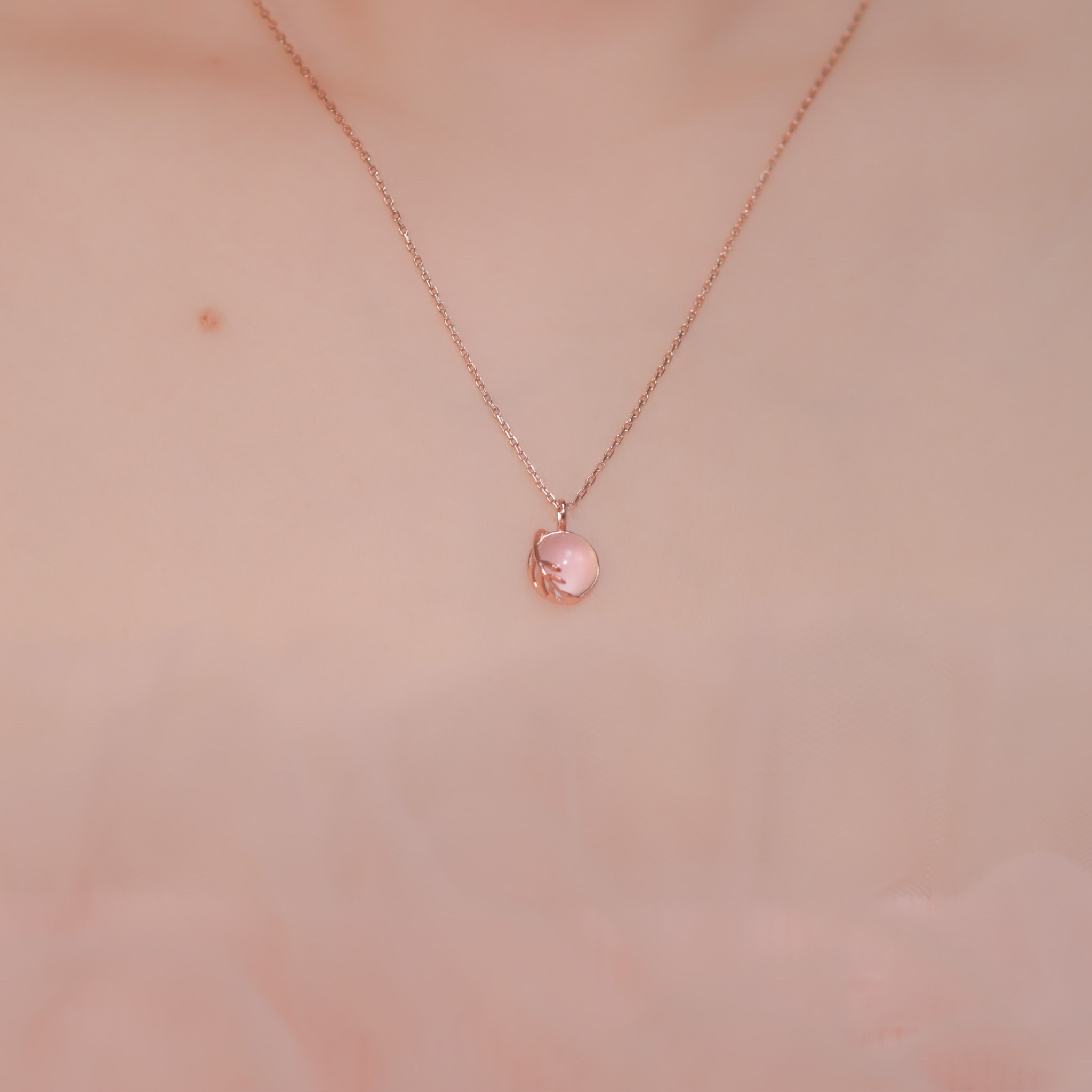 | 925 Silver・Rose Gold・Pink Quartz | Forest In Spring Necklace | NE0269 |