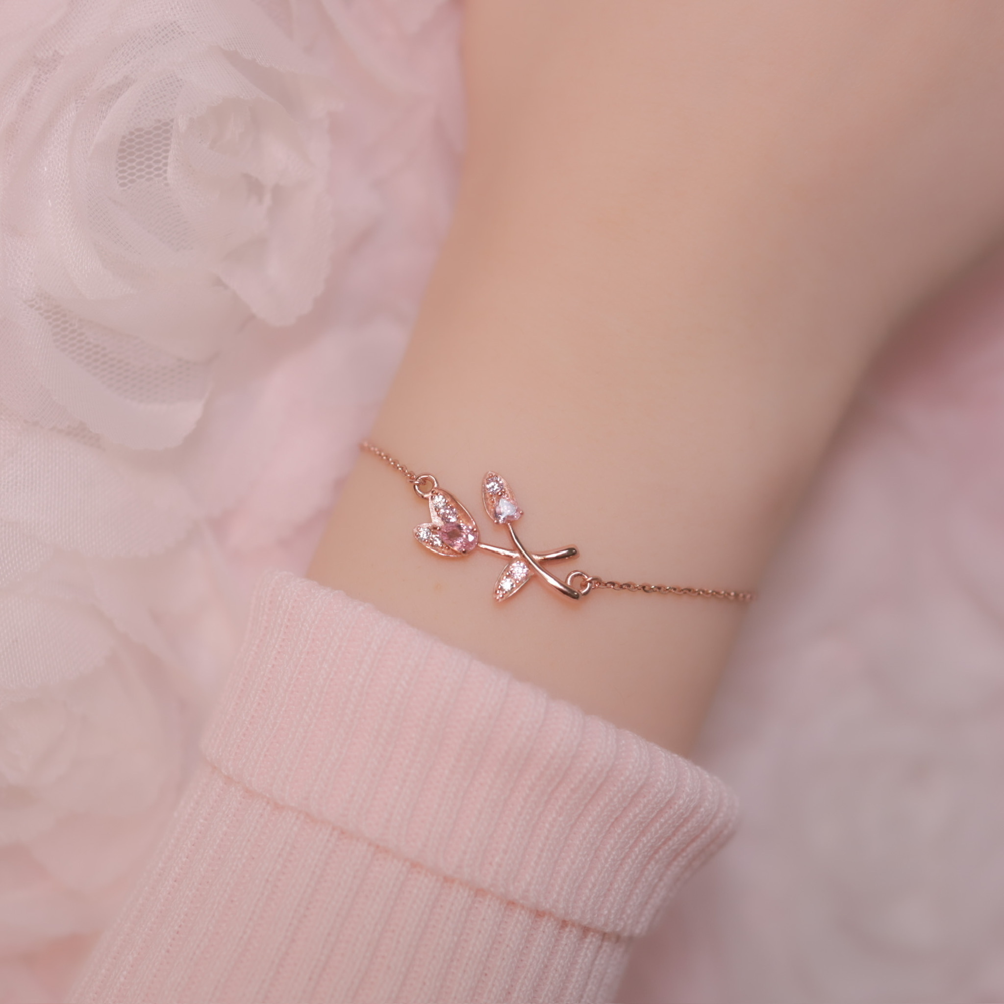 | 925 Silver・Rose Gold | Floral Hugging Bracelet | BR0658 |