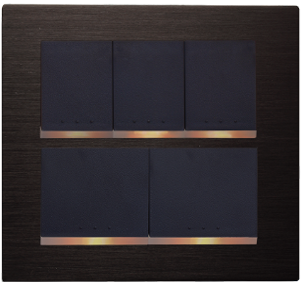 中一 月光系列摩登黑/五開關蓋板組 JY-N5552-MRB