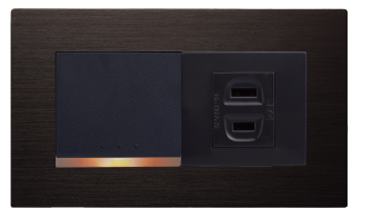 中一 月光系列摩登黑/一開關一插座蓋板組 JY-1001S(W)+JY-N5152(N4108-MRB)