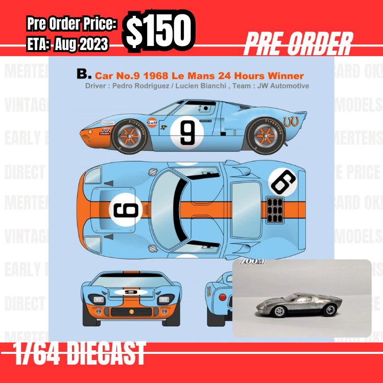 Pre Order-$150 Zoom 1:64 Ford GT40 Mk1 1968 #9 [OD13/06]