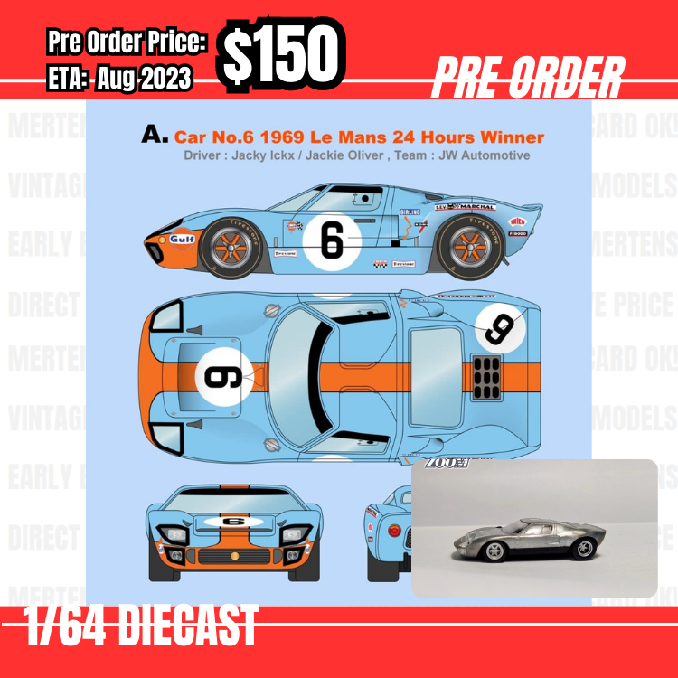 Pre Order-$150 Zoom 1:64 Ford GT40 Mk1 1969 #6 [OD13/06]