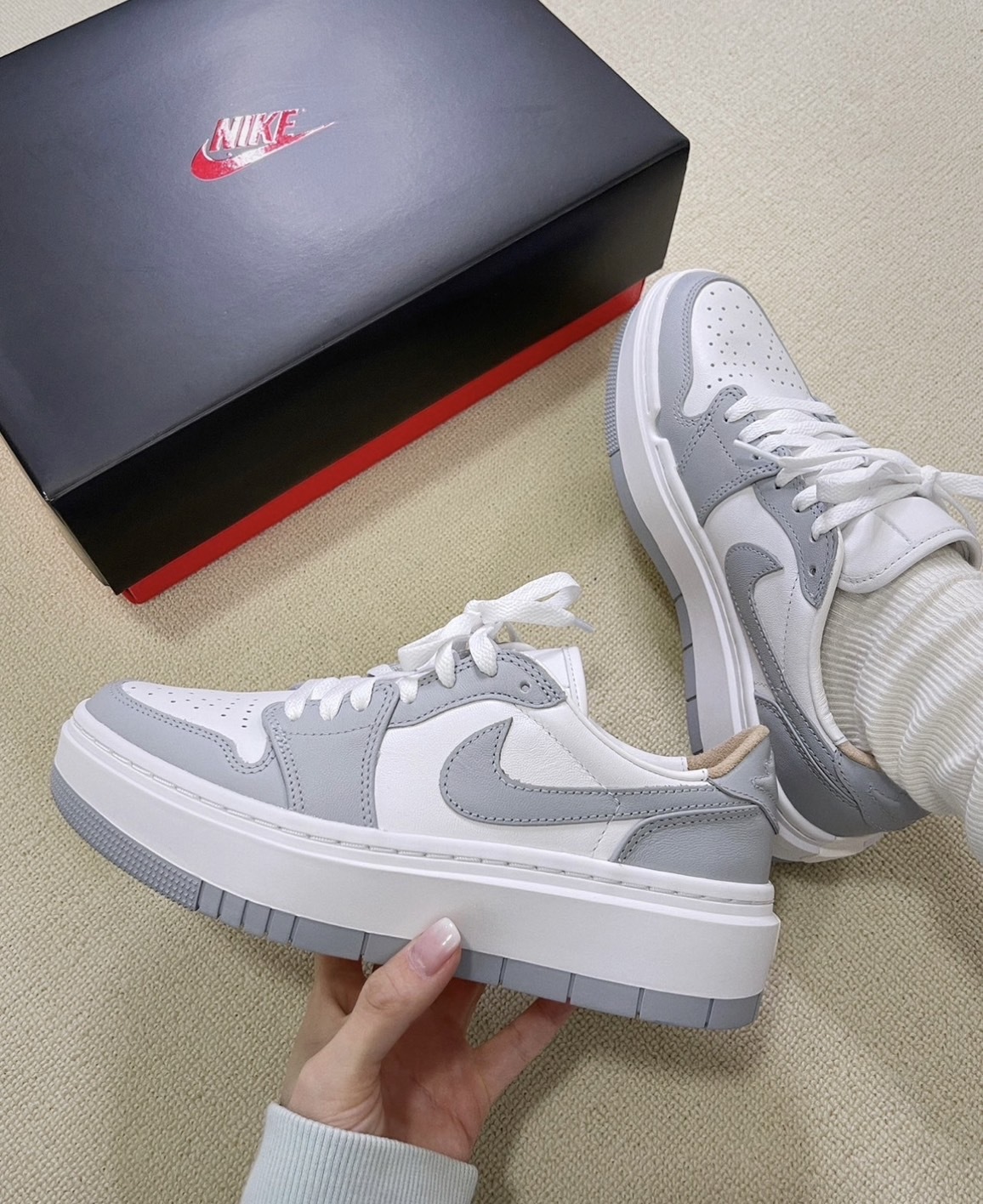 Nike Air Jordan 1 Elevate Low 灰白 厚底
