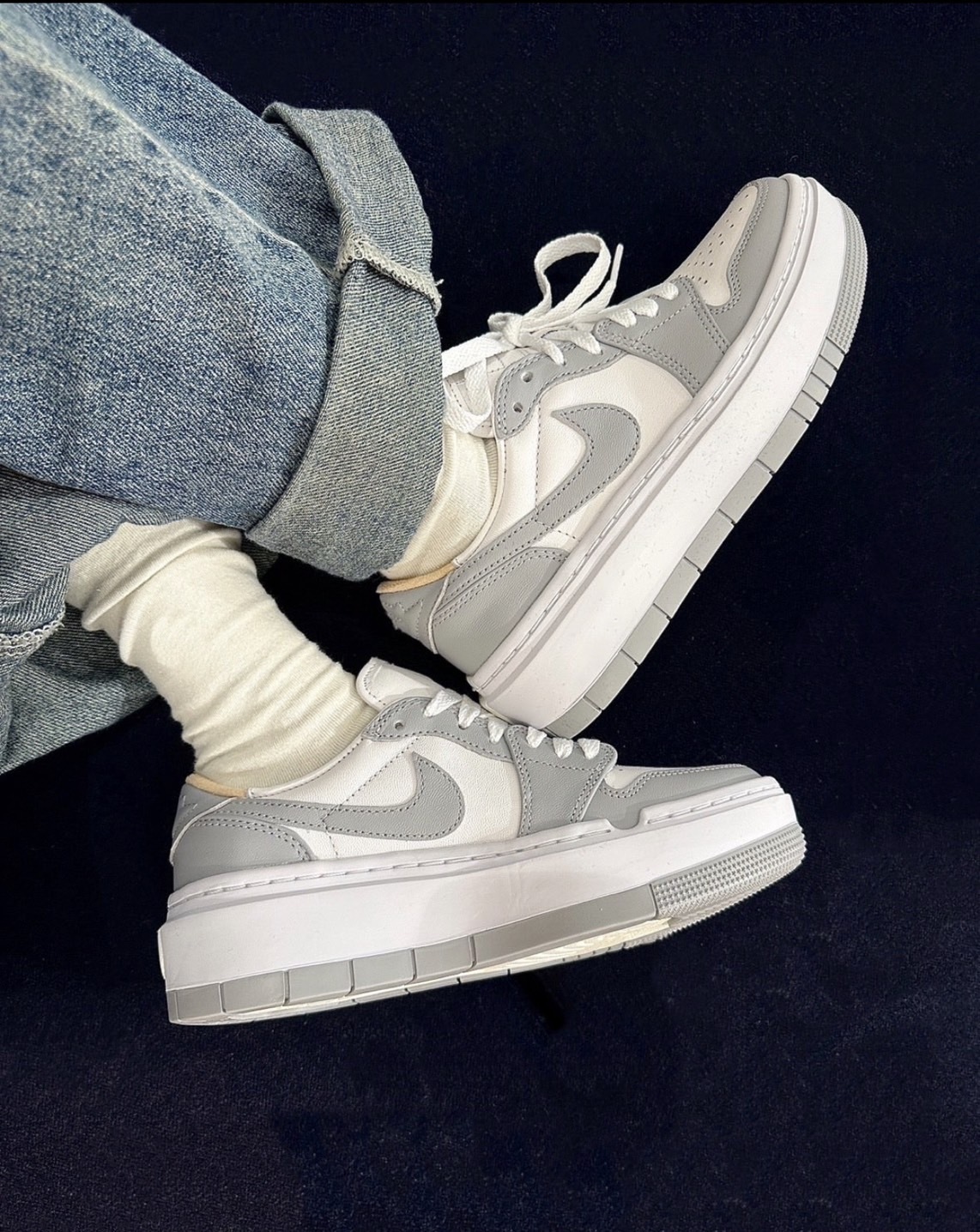 Nike Air Jordan 1 Elevate Low 灰白 厚底