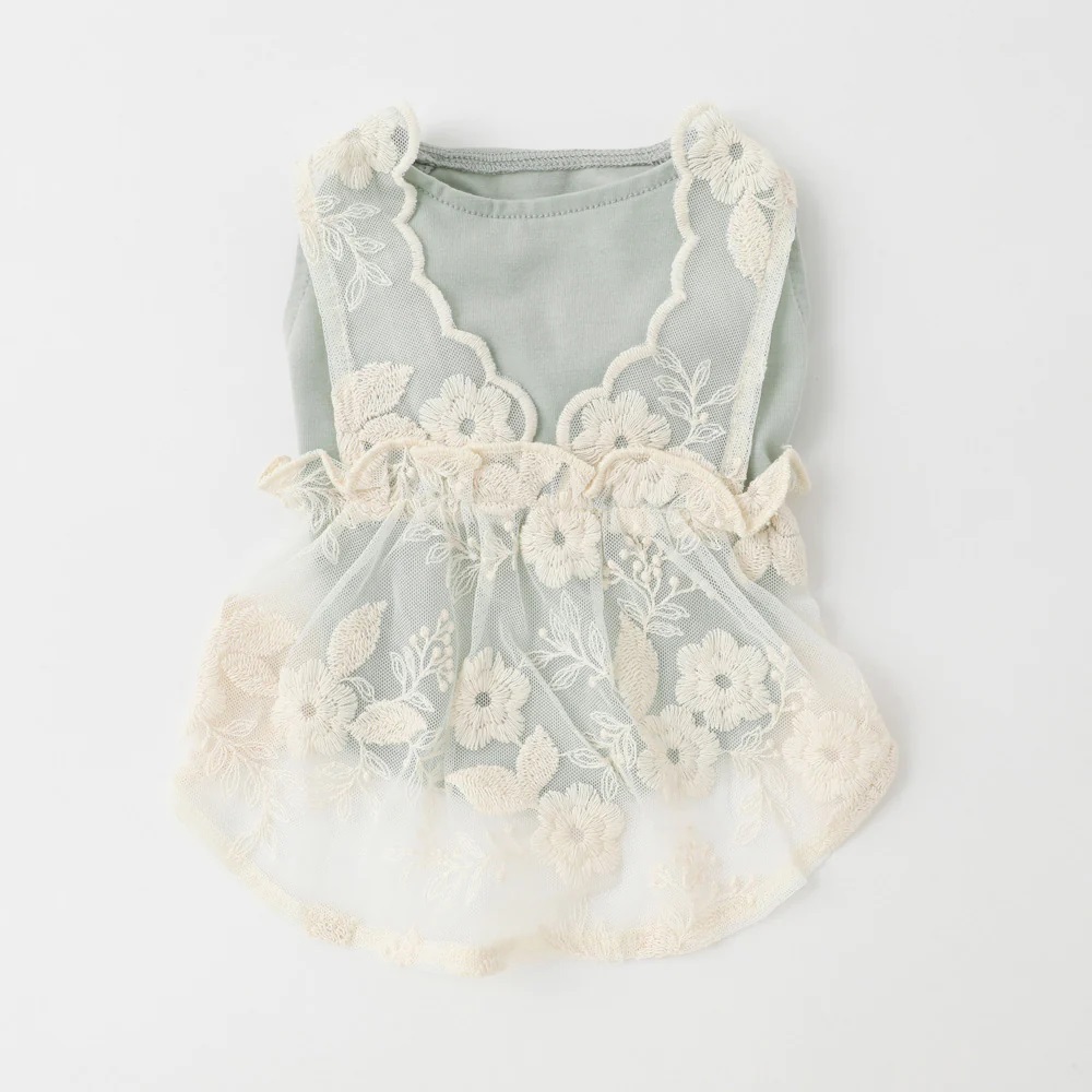 Moncheri Ruffle Lace Dress with Green Top (S, M, L)