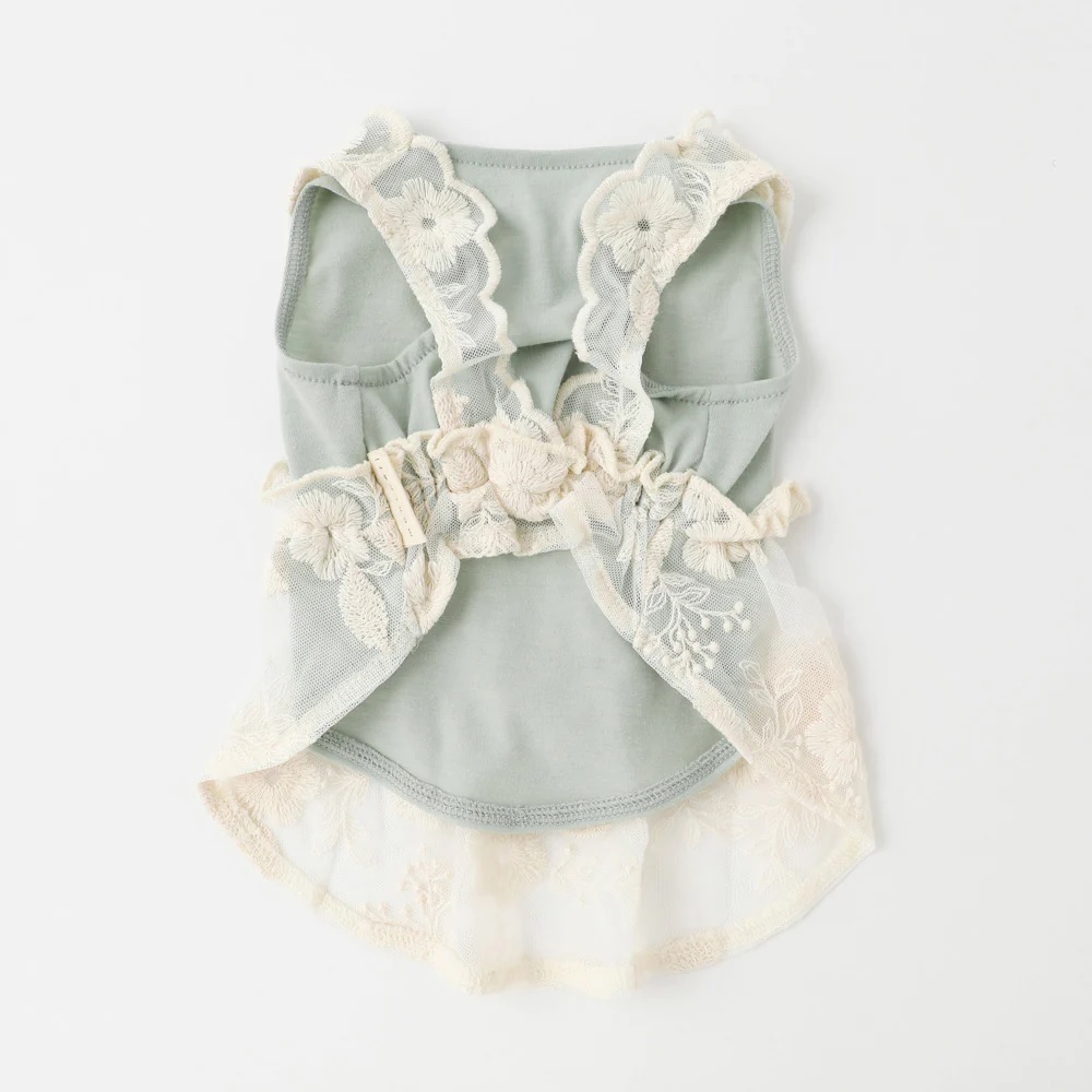 Moncheri Ruffle Lace Dress with Green Top (S, M, L)