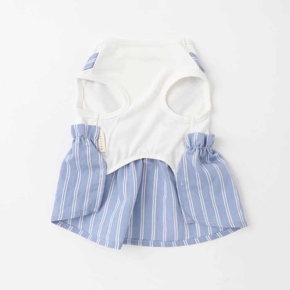 Moncheri Striped Dress with White Top (Blue - S, M, L, XL)