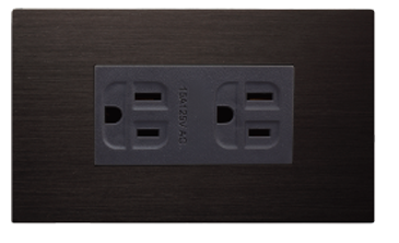 中一 月光系列摩登黑/接地雙插座蓋板組 JY-M1512-MRB