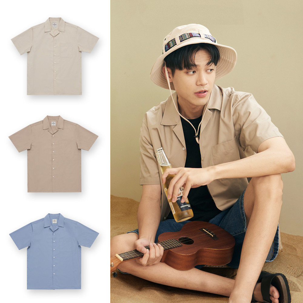 古巴領短袖襯衫-三色