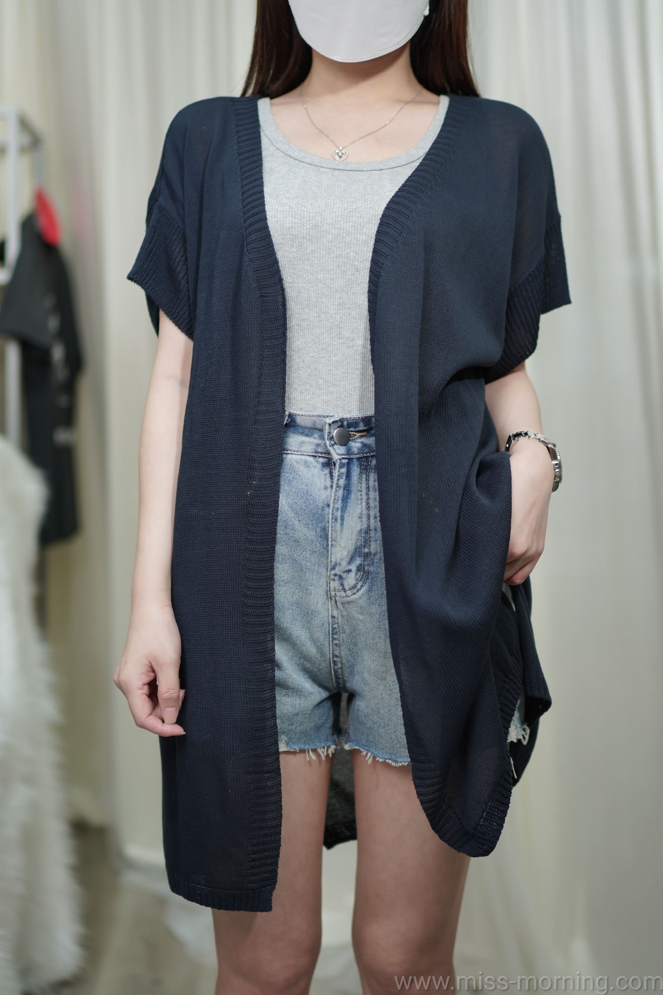 長身短袖款線外套(13255)