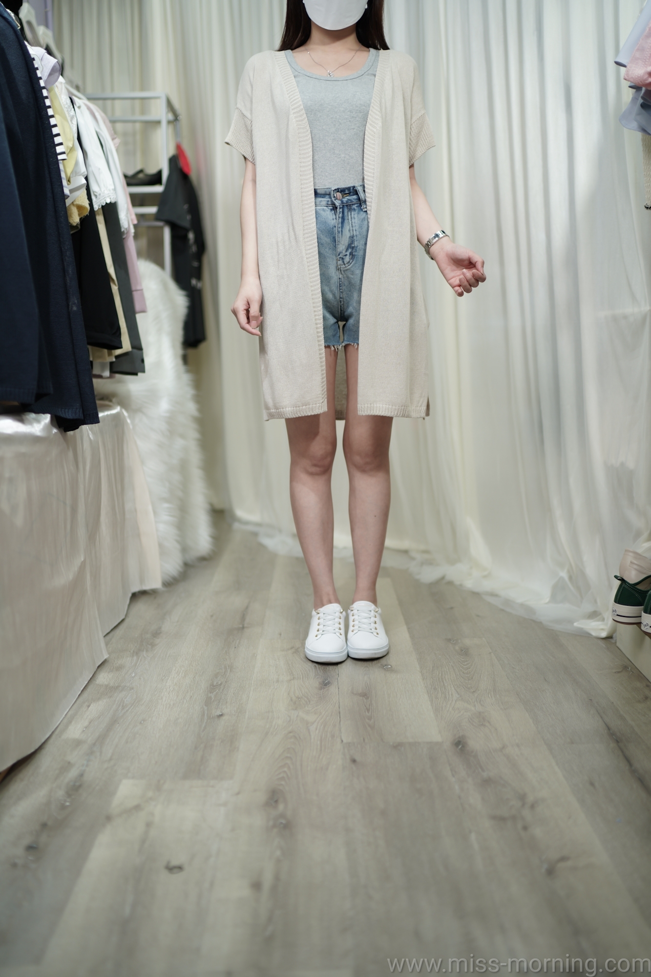 長身短袖款線外套(13255)