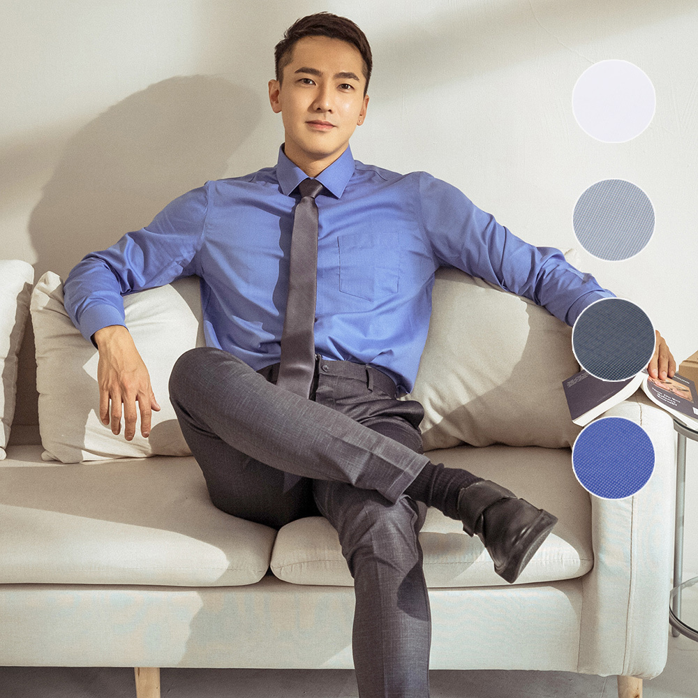 嫘縈混紡長袖襯衫-四色