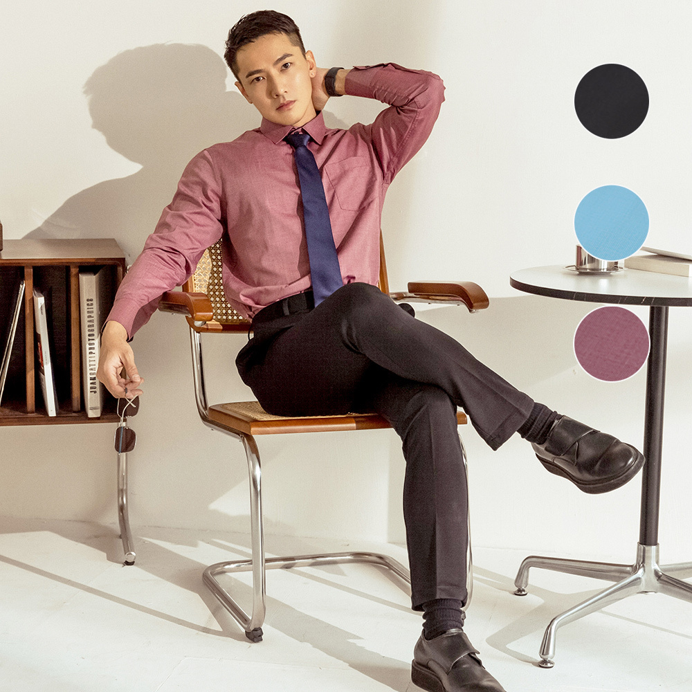 嫘縈混紡長袖襯衫-三色