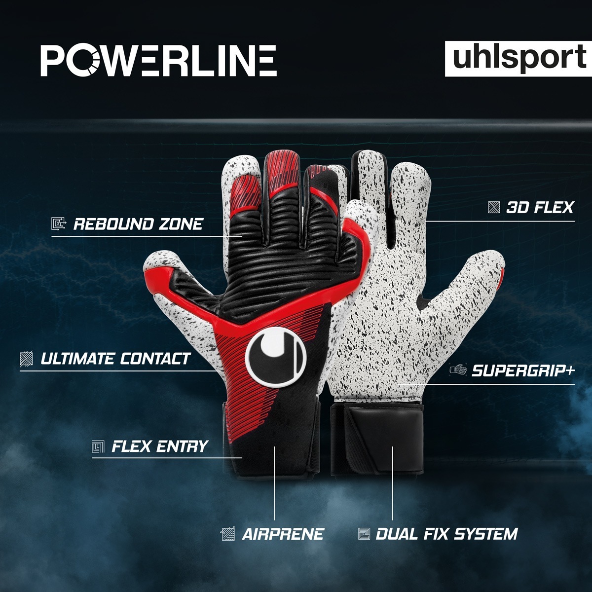 UHLSPORT SPEED CONTACT POWERLINE SUPERGRIP+ HN 紅黑色 龍門手套(頂級之選)