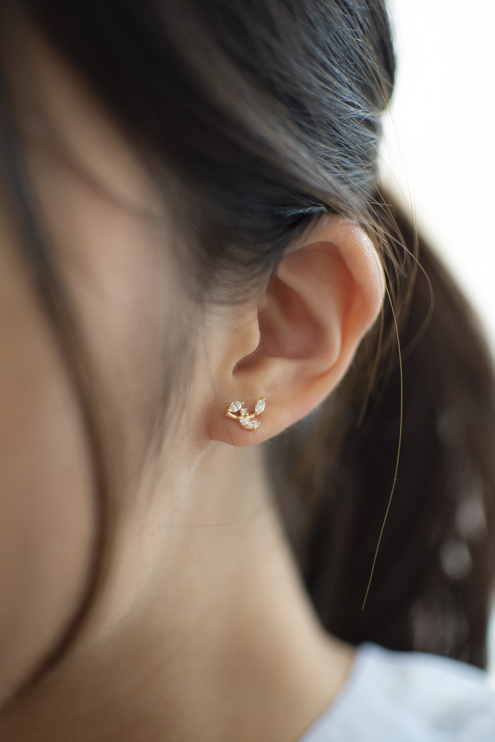 18K Leaf Diamond Earring (Large)