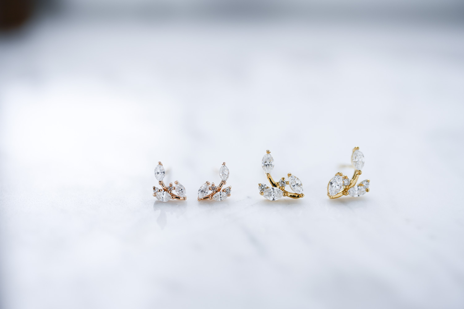 18K Leaf Diamond Earring (Small)