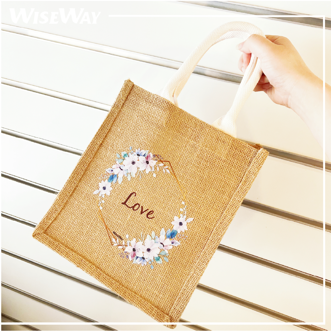 黃麻袋 印花圖案手挽袋 粗布亞麻袋 手提袋 單肩包 手袋  沙灘袋 返學袋 Jute Tote Bag 午餐袋 環保袋  飯盒袋 購物袋 禮物袋