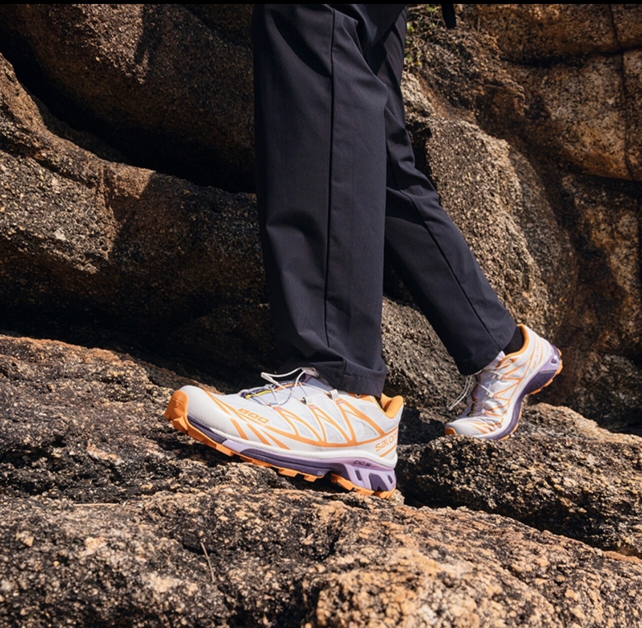 代購 KOLON SPORT x Salomon 機能 戶外功能鞋 潮流 跑步鞋 橙紫白 JUN-