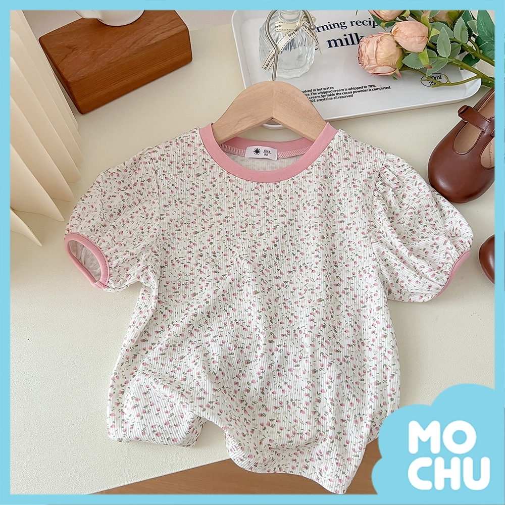 粉粉小花花苞短袖上衣