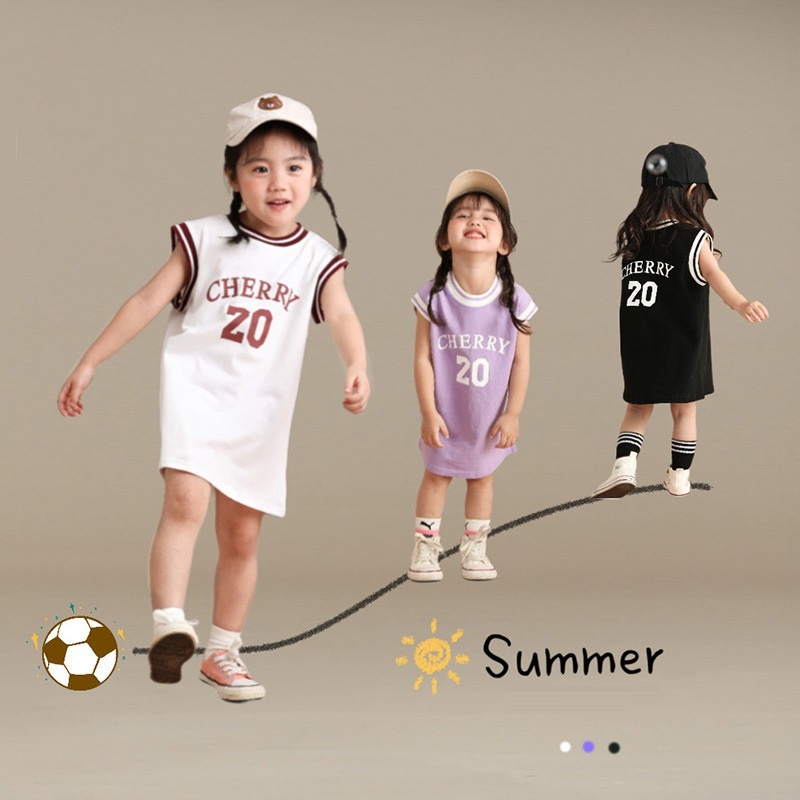籃球風無袖連衣裙 3色
