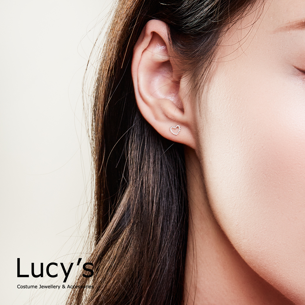 925純銀〔輕銀系列〕串珠愛心 耳環 (106511)