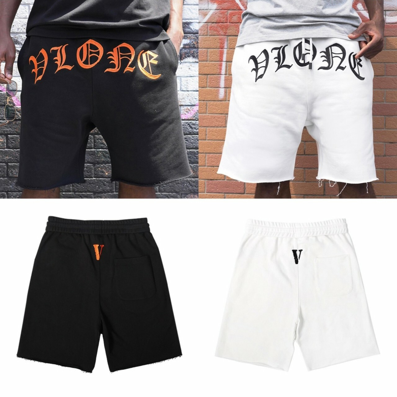 VLONE 刺繡Logo 不收邊 寬鬆短褲
