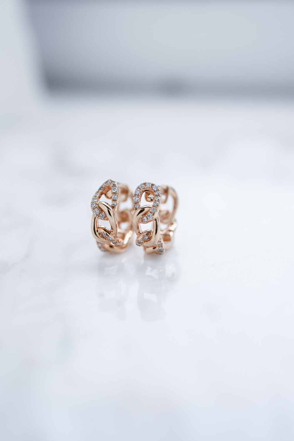 18K Block Chain Diamond Earring