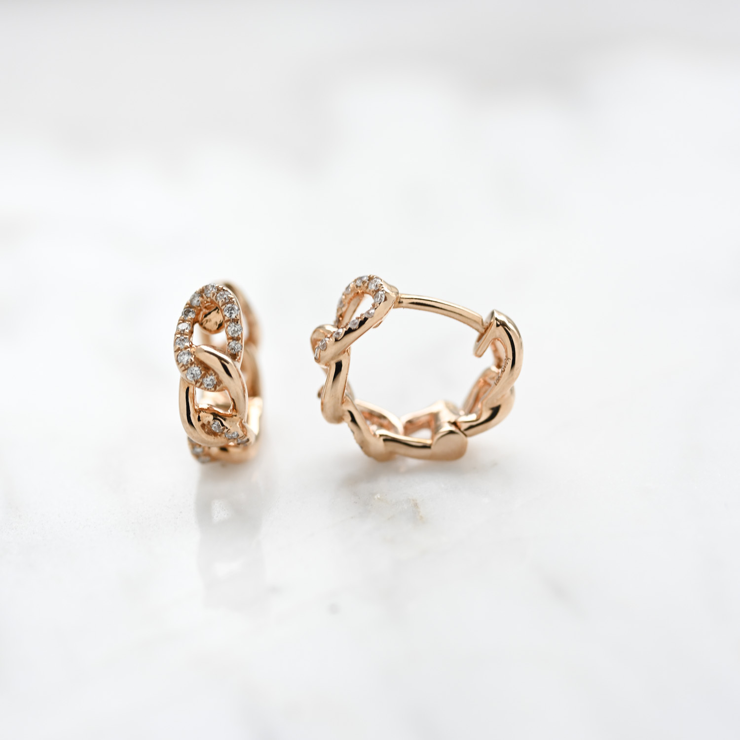 18K Block Chain Diamond Earring