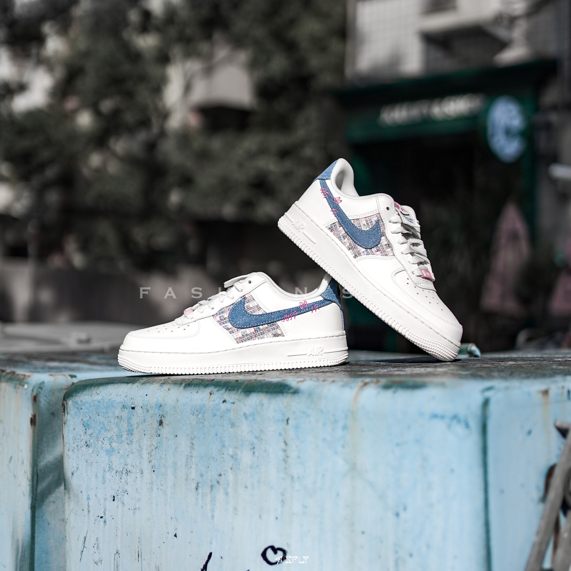 Nike Air Force 1 Low JUST DO IT 牛仔刺繡 小香風 FJ7740-141