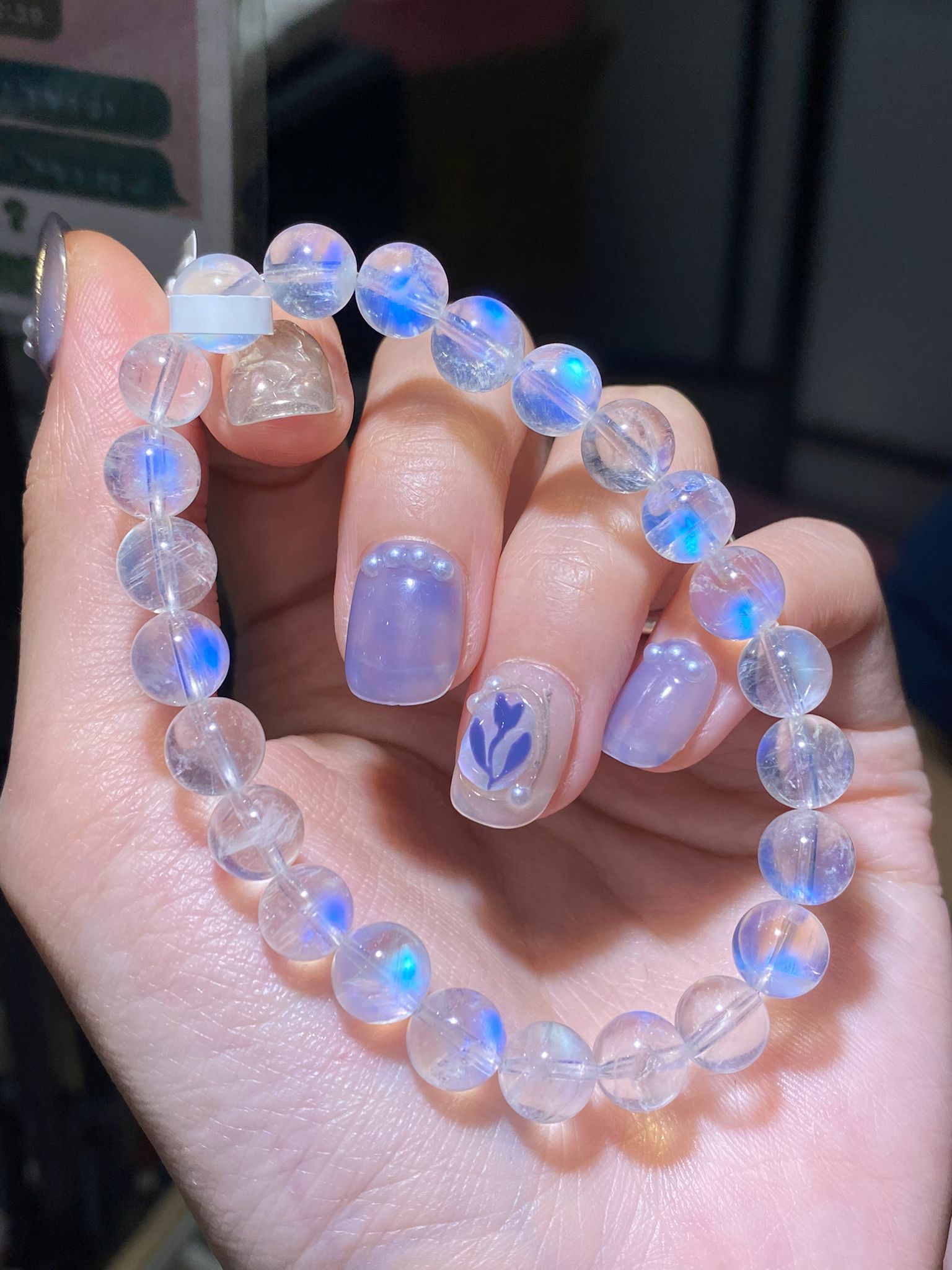 7.5-7.8mm(B)高質藍光玻璃體月亮石(印度料)