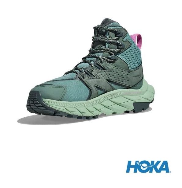 HOKA ONE ONE 女 Anacapa Mid Goretex 防水 登山鞋 灰綠/霧薄荷綠 JUN
