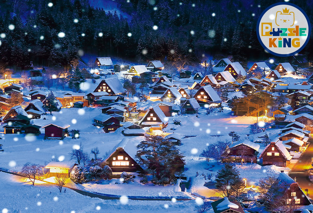 日本風景-白雪皚皚的白川鄉 (夜光)