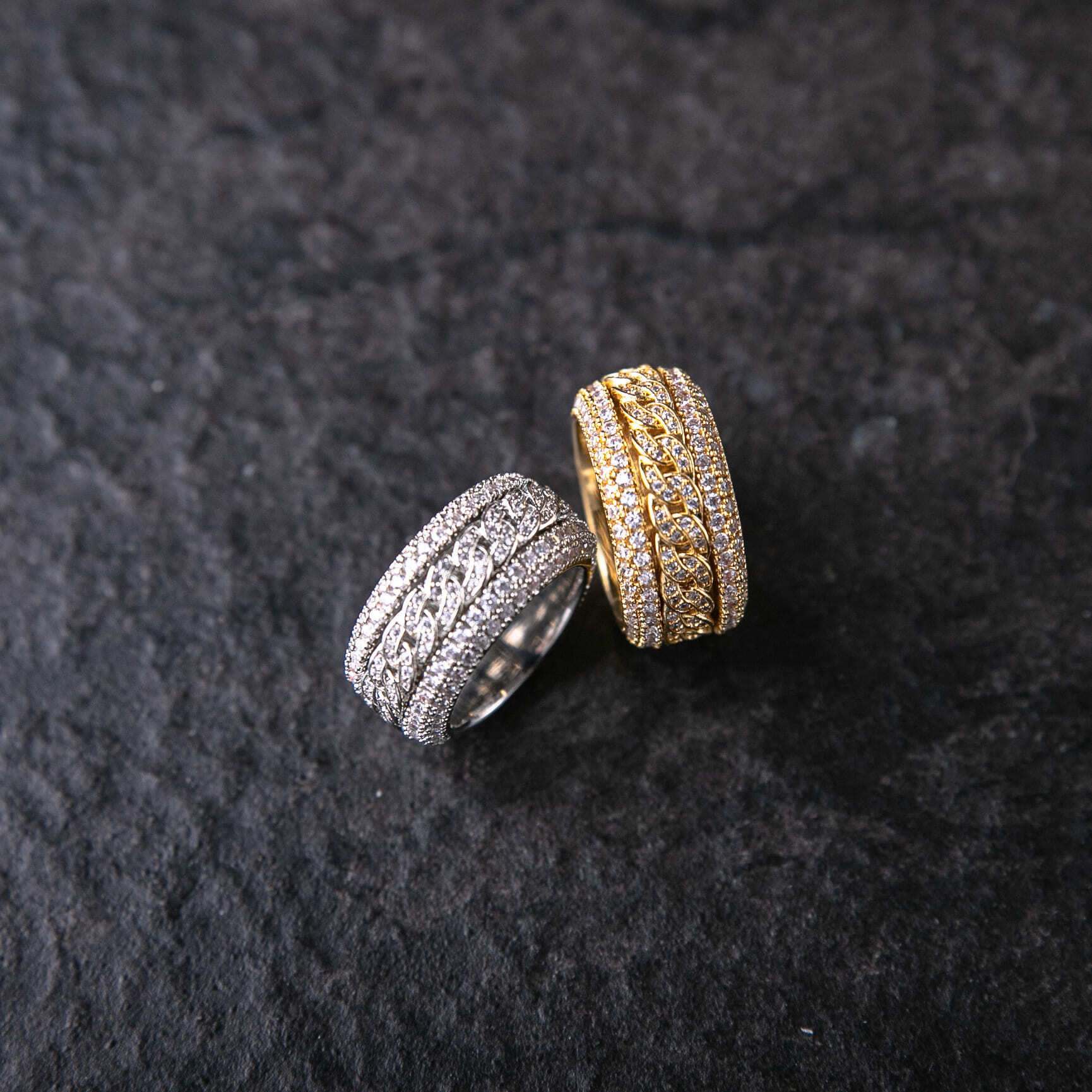 滿鑽古巴旋轉戒指