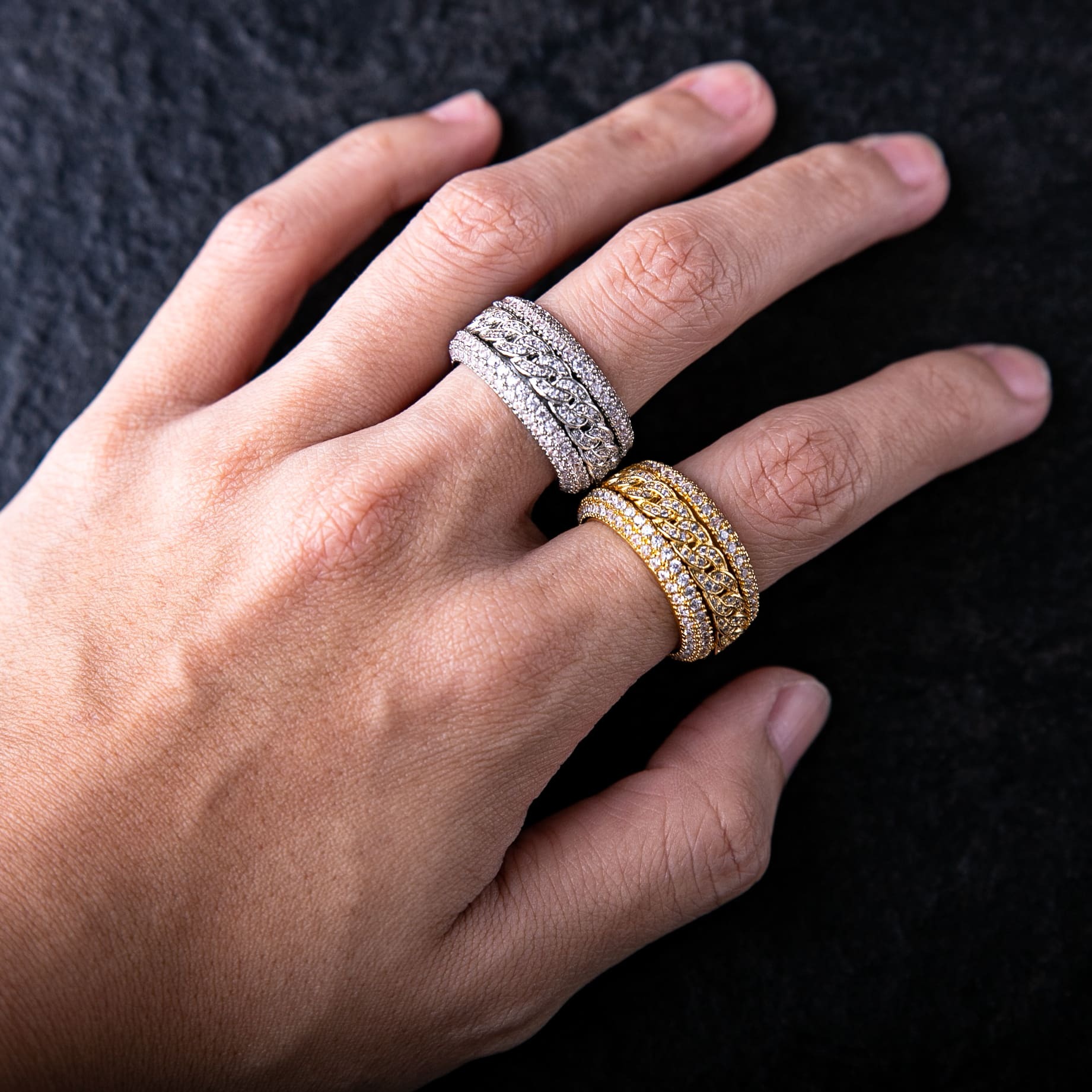 滿鑽古巴旋轉戒指