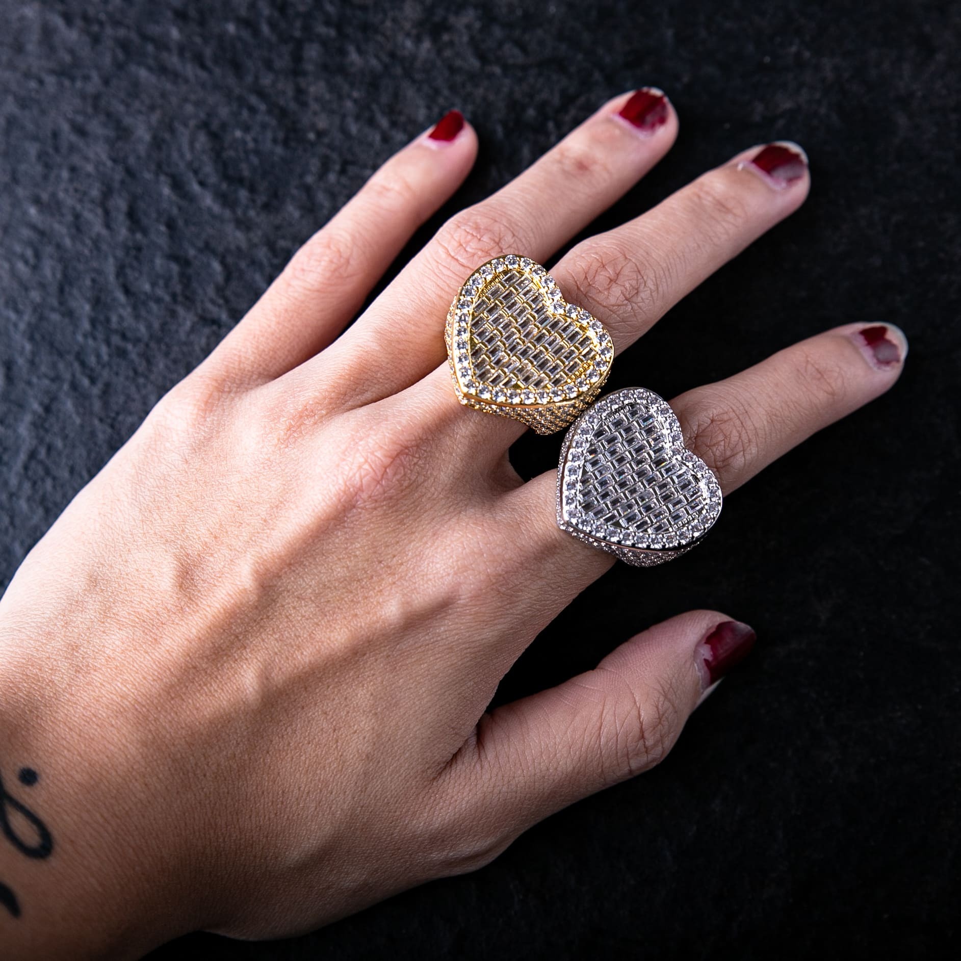 T方混鑲愛心戒指