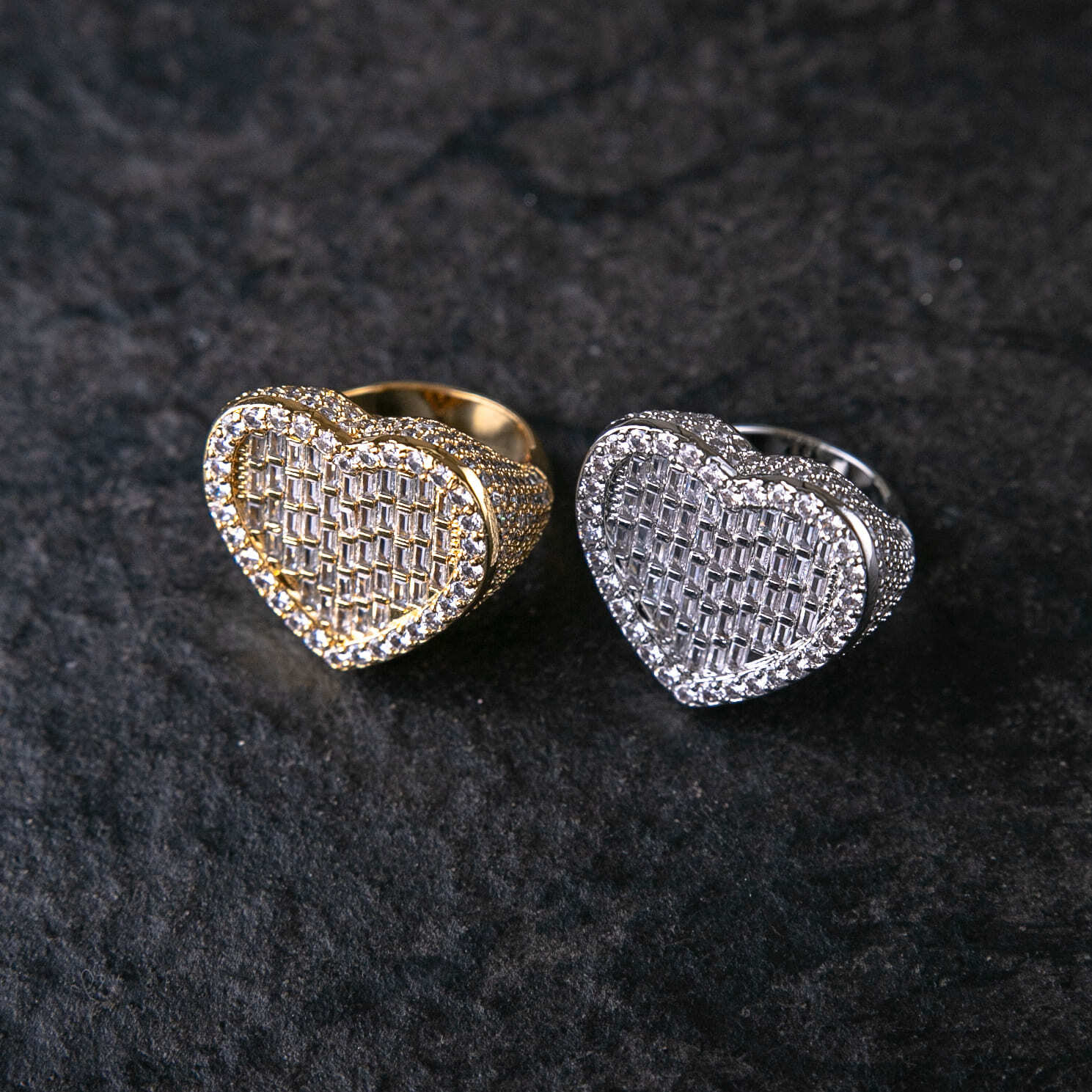 T方混鑲愛心戒指