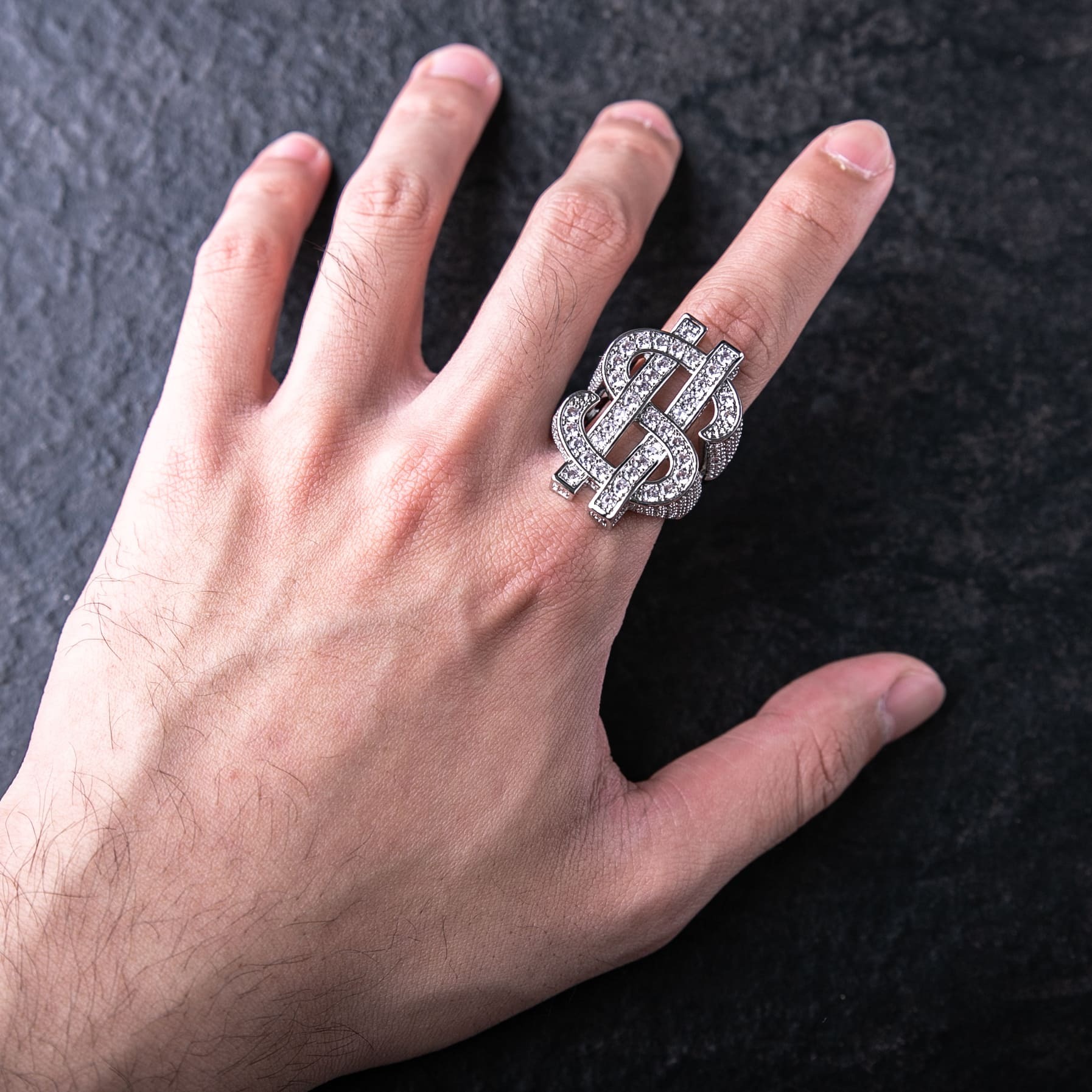 滿鑽美金符號戒指