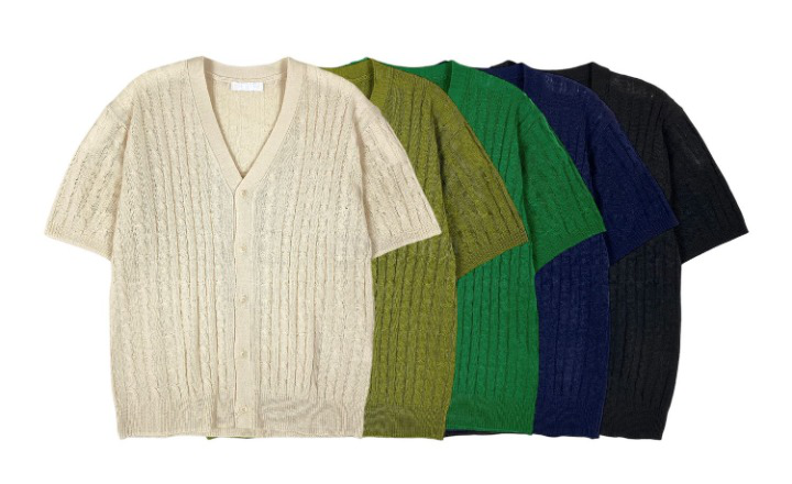 麻花紋短袖針織開衫