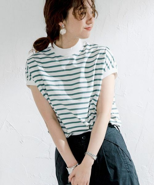 USA純棉高領條子TEE