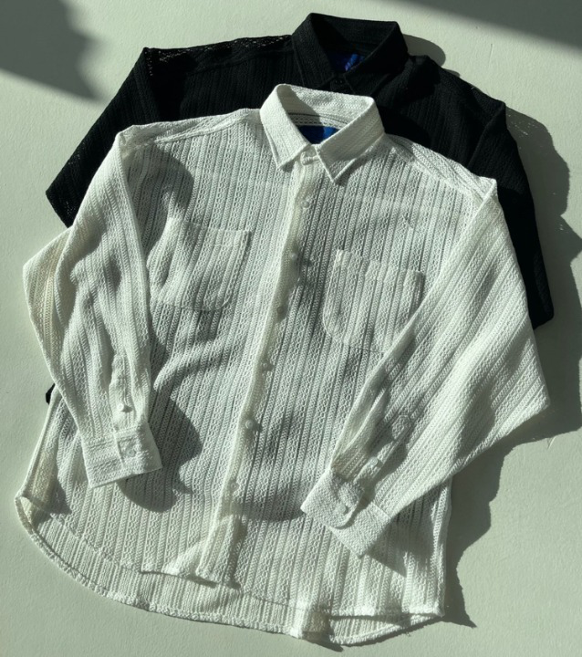 蕾絲雙口袋襯衫