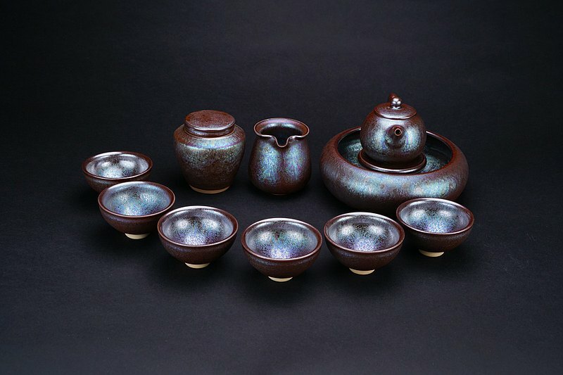 高溫曜變金萃紫羅蘭天目釉茶席組│讚美、感謝、祝福禮物│手作