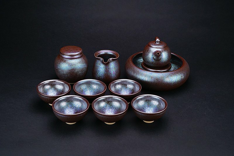 高溫曜變金萃紫羅蘭天目釉茶席組│讚美、感謝、祝福禮物│手作