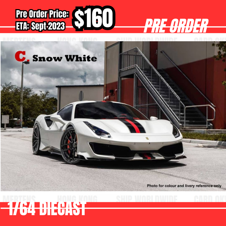 Pre Order-$160 MiniDream 1:64 Ferrari 488 Pista Novitec Snow White [OD15/06]