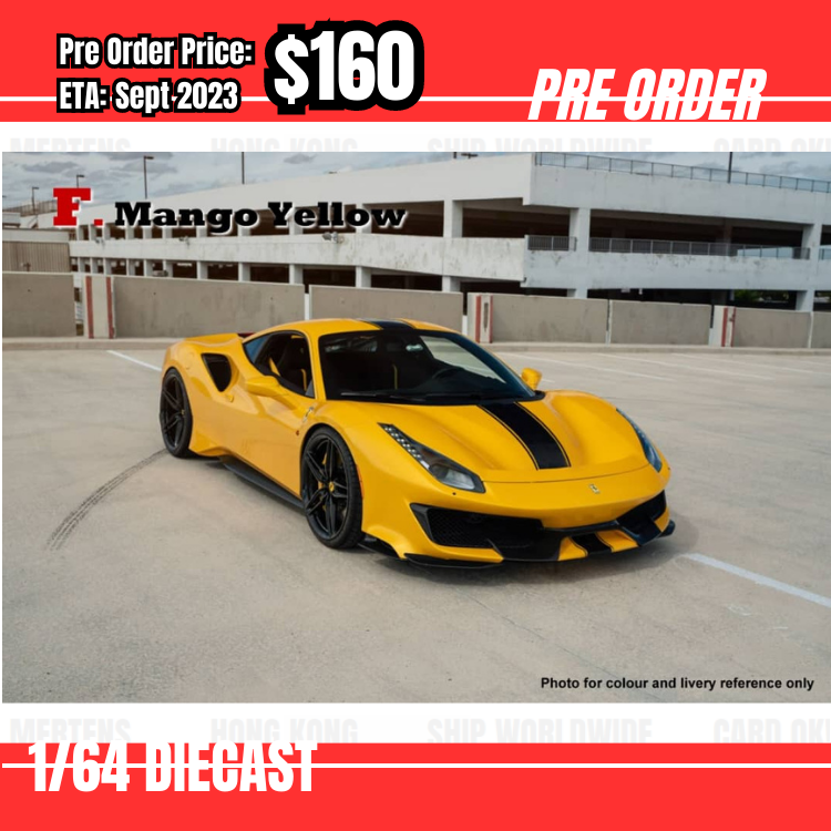 Pre Order-$160 MiniDream 1:64 Ferrari 488 Pista Novitec Mango Yellow [OD15/06]